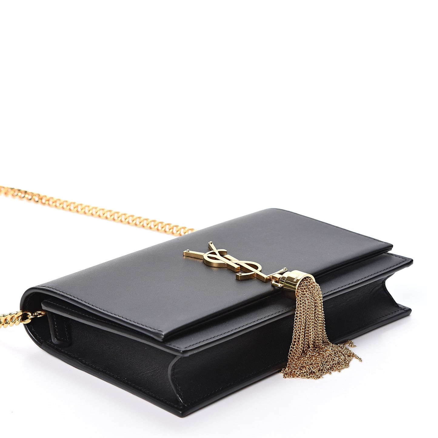 Smooth Calfskin Classic Monogram Kate Tassel Chain Wallet Black