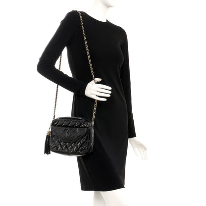 Chanel Patent Quilted Tassel Small Camera Case Black 2 of 11