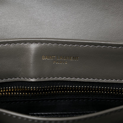Saint Laurent Calfskin Y Quilted Monogram Toy Loulou Crossbody Bag Grey Kaki 7 of 10