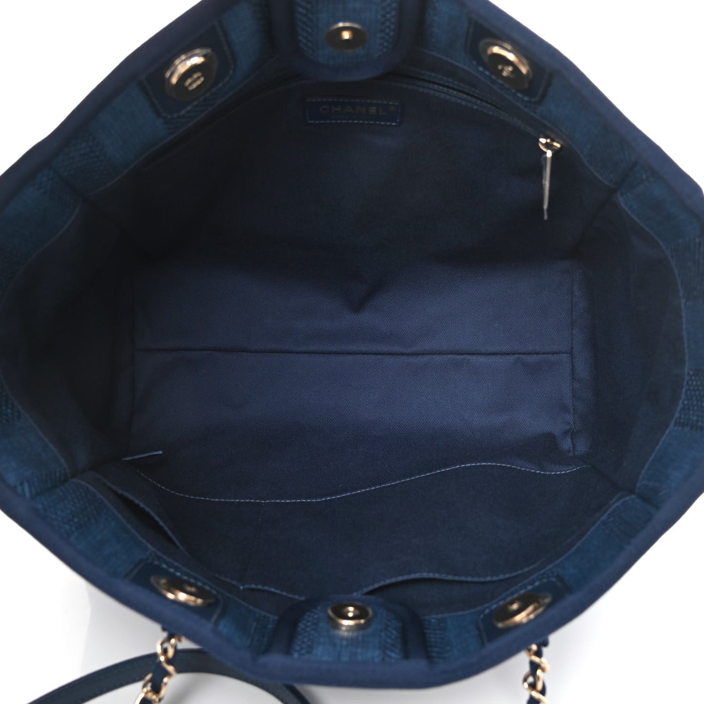 Mixed Fibers Striped Small Deauville Tote Navy Blue