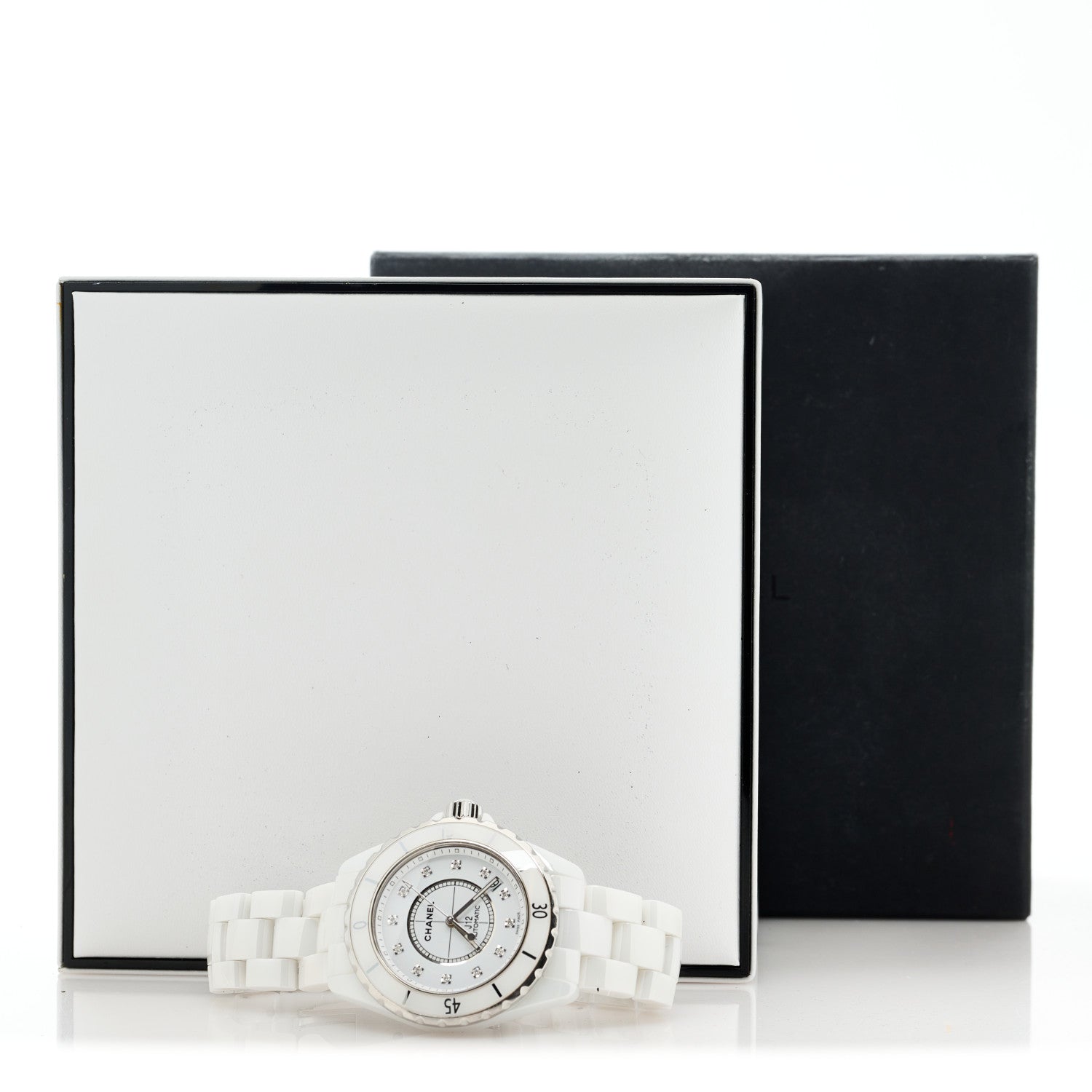 Chanel Stainless Steel Ceramic Diamond 38mm J12 Automatic Watch White 5 of 5
