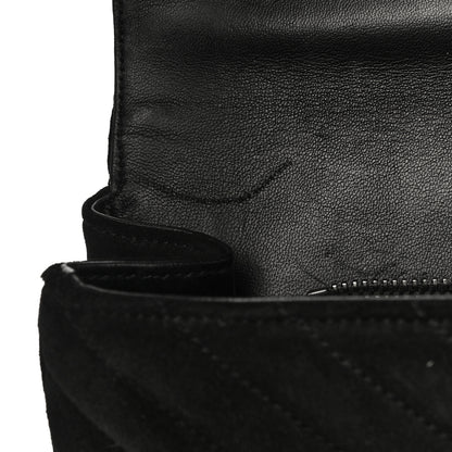 Saint Laurent Suede Matelasse Chevron Fringe Monogram Medium College Bag Black 11 of 15