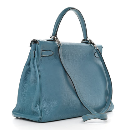 Hermes Taurillon Clemence Kelly Retourne 35 Blue Jean 3 of 23