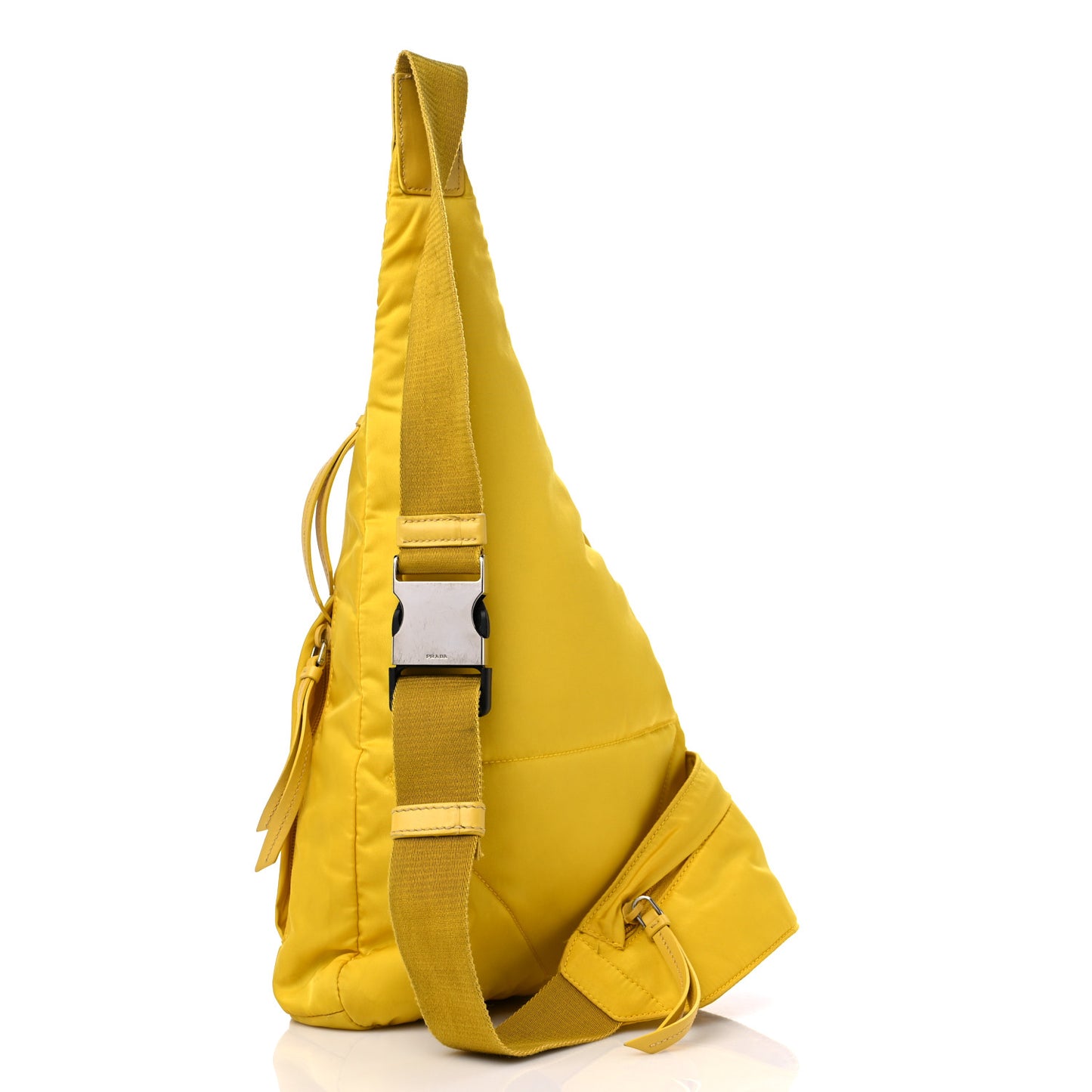 Re-Nylon Vitello Metal Triangle Logo Sling Backpack Giallo