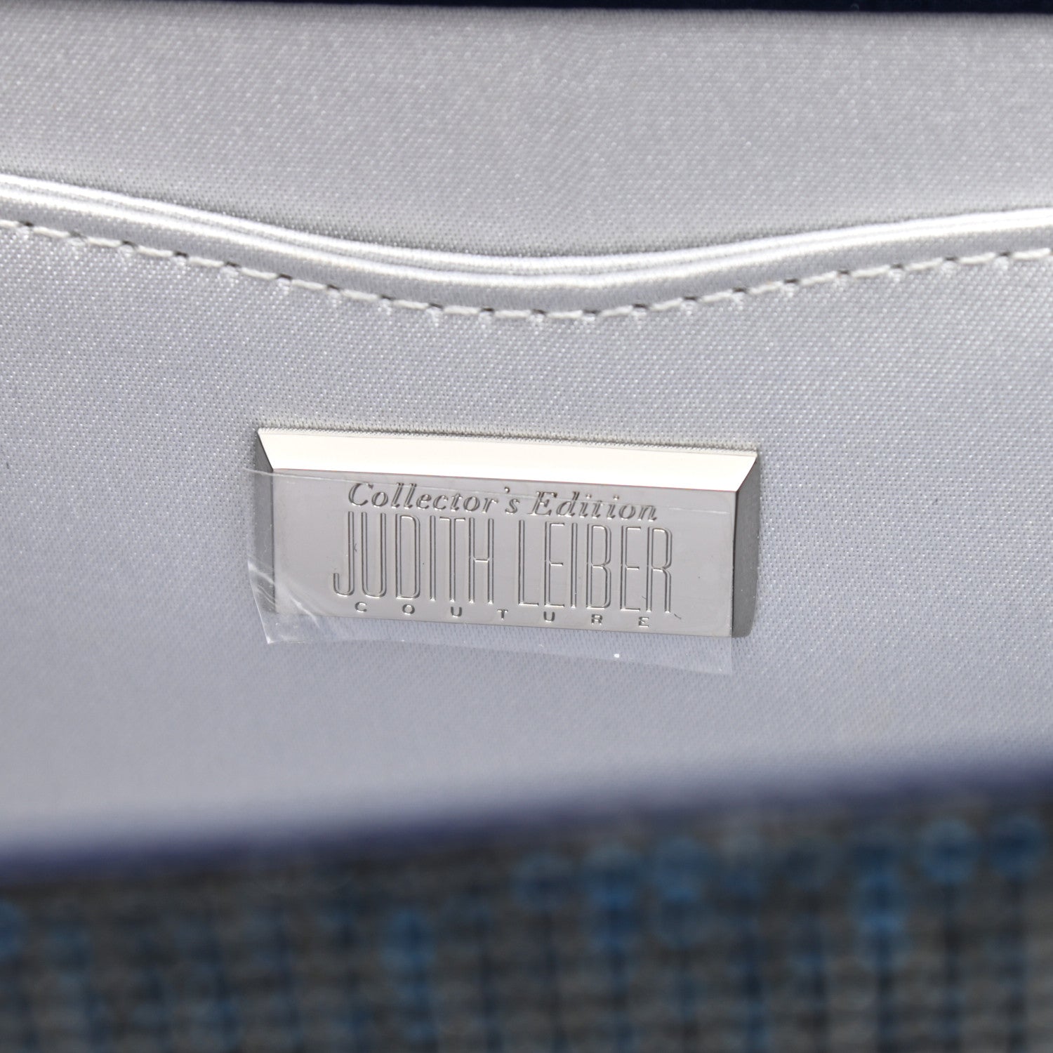 Judith Leiber Swarovski Crystal Bandana Clutch Blue White 6 of 7