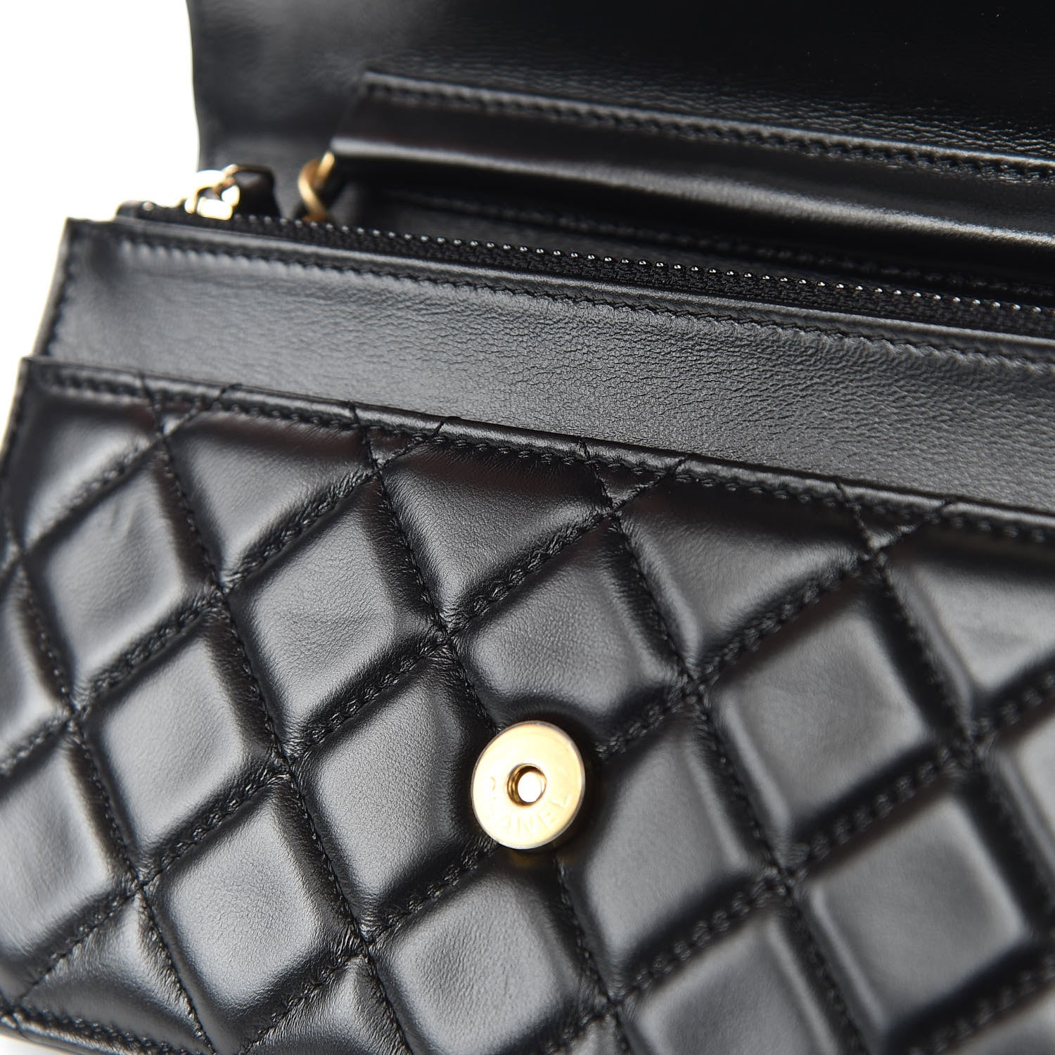 Chanel Lambskin Quilted Running Chain Wallet On Chain WOC Black 12 of 13
