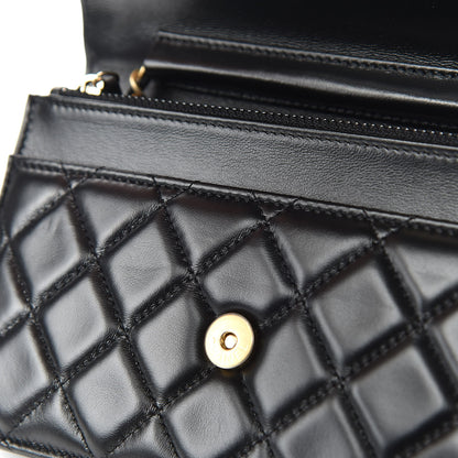 Chanel Lambskin Quilted Running Chain Wallet On Chain WOC Black 12 of 13