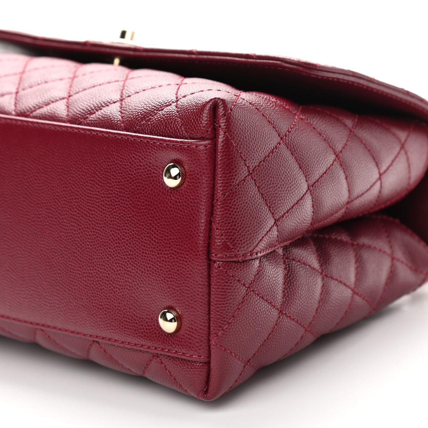 Caviar Lizard Embossed Quilted Small Coco Handle Flap Burgundy