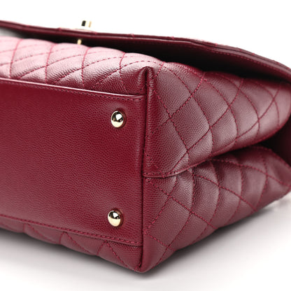 Chanel Caviar Lizard Embossed Quilted Small Coco Handle Flap Burgundy 10 of 11