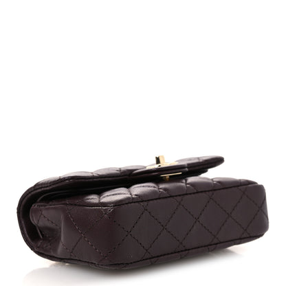 Chanel Lambskin Quilted Mini Flap Bag Charm With Hook Dark Brown 3 of 13