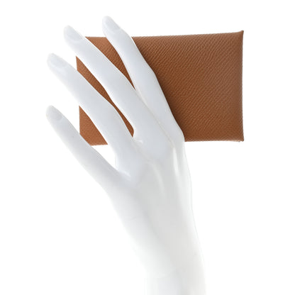 Hermes Epsom Calvi Card Case Gold 2 of 7
