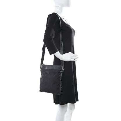 Gucci Nylon Monogram Dollar Calfskin Flat Messenger Bag Black 2 of 10