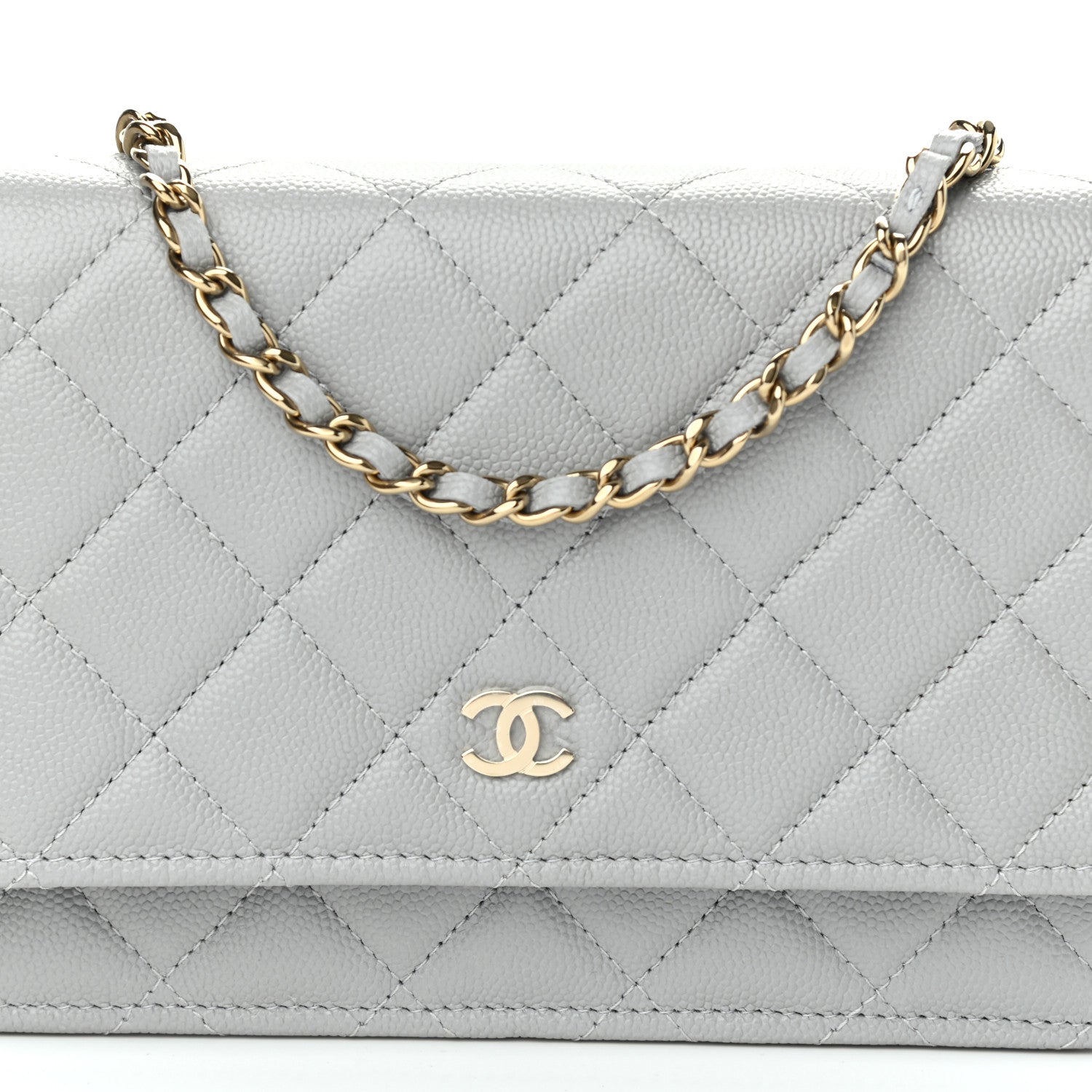 Chanel Caviar Quilted Wallet On Chain WOC Grey 9 of 12