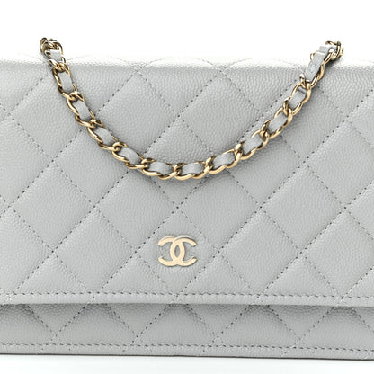 Chanel Caviar Quilted Wallet On Chain WOC Grey 9 of 12