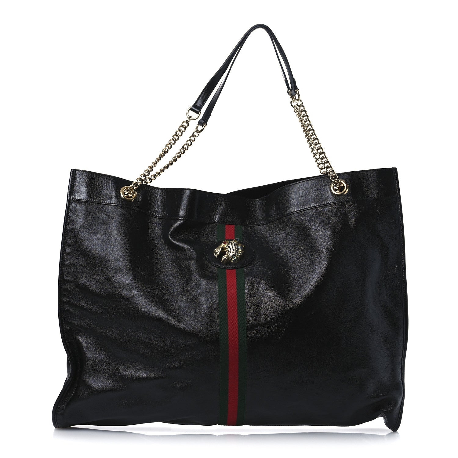 Gucci Calfskin Maxi Rajah Chain Tote Black 1705080 – FASHIONPHILE