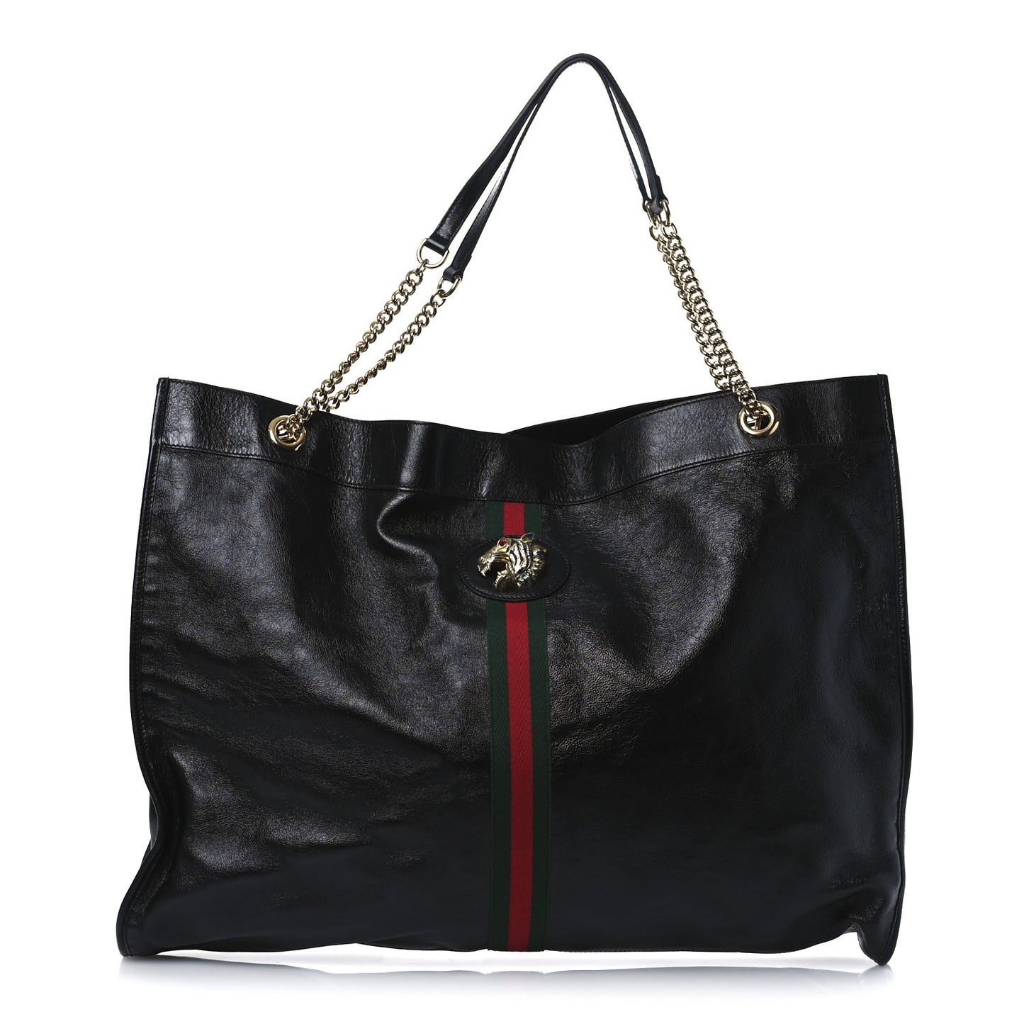 Calfskin Maxi Rajah Chain Tote Black
