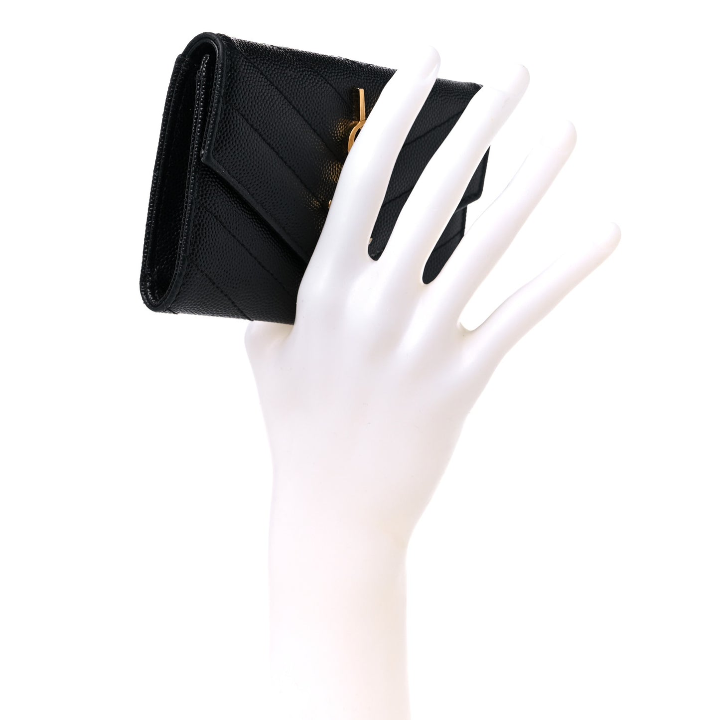 Grain De Poudre Matelasse Chevron Small Monogram Envelope Wallet Black