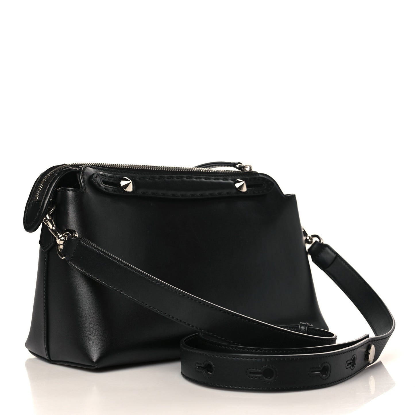 Vitello King Logo Embossed Medium By The Way Boston Bag Black