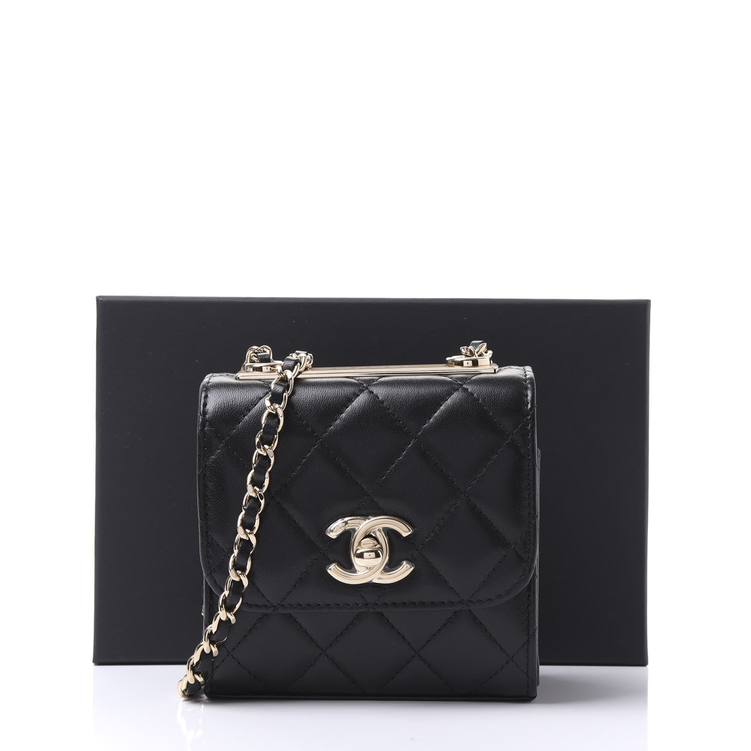 Chanel Lambskin Quilted Mini Trendy CC Chain Wallet Black 10 of 10