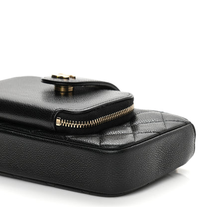 Chanel Caviar Quilted Business Affinity Phone Holder With Chain Black 10 of 10