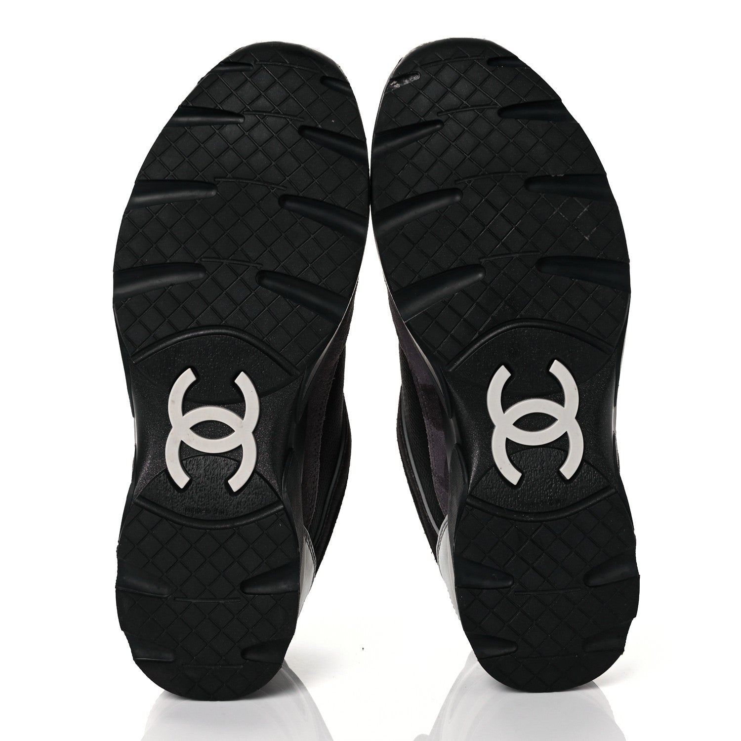 Chanel Calfskin Suede CC Sneakers 38 Black 5 of 10
