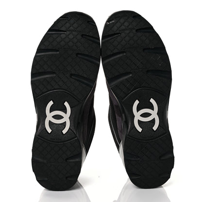 Chanel Calfskin Suede CC Sneakers 38 Black 5 of 10