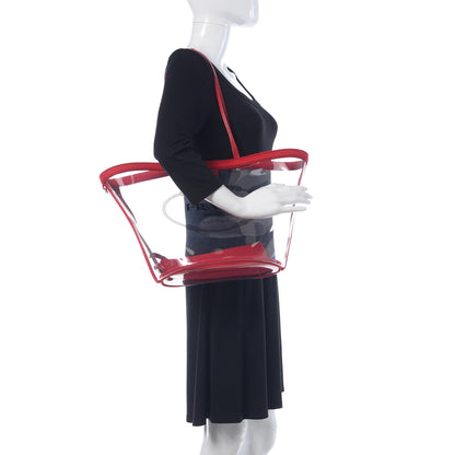 Prada Plexiglass Canapa Shopper Tote Red 2 of 8