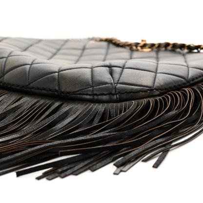 Chanel Calfskin Quilted Into The Fringe Hobo Black Gold 10 of 10