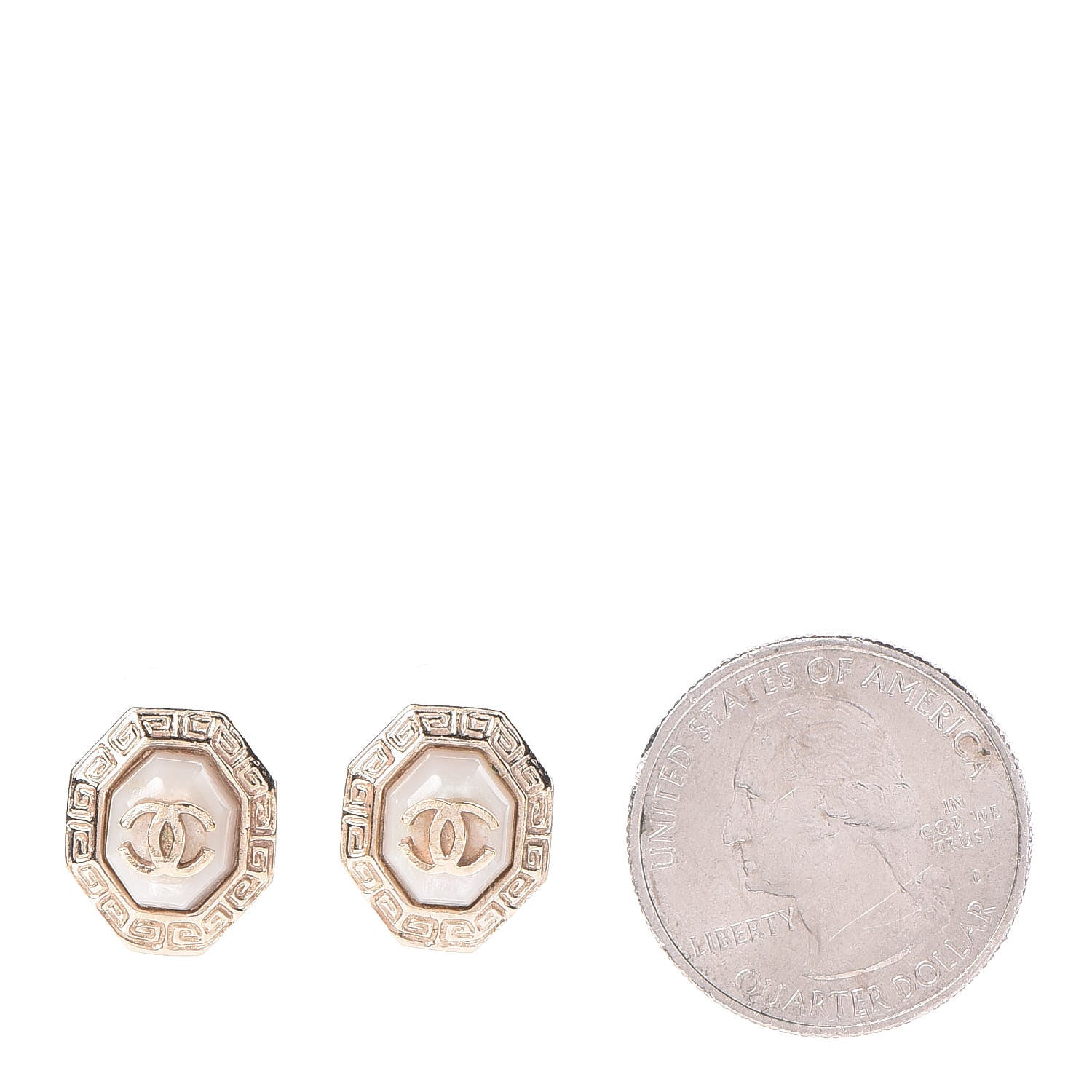 Chanel Enamel CC Earrings White Gold 2 of 5