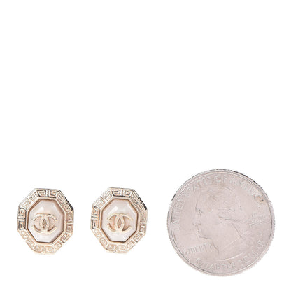 Chanel Enamel CC Earrings White Gold 2 of 5
