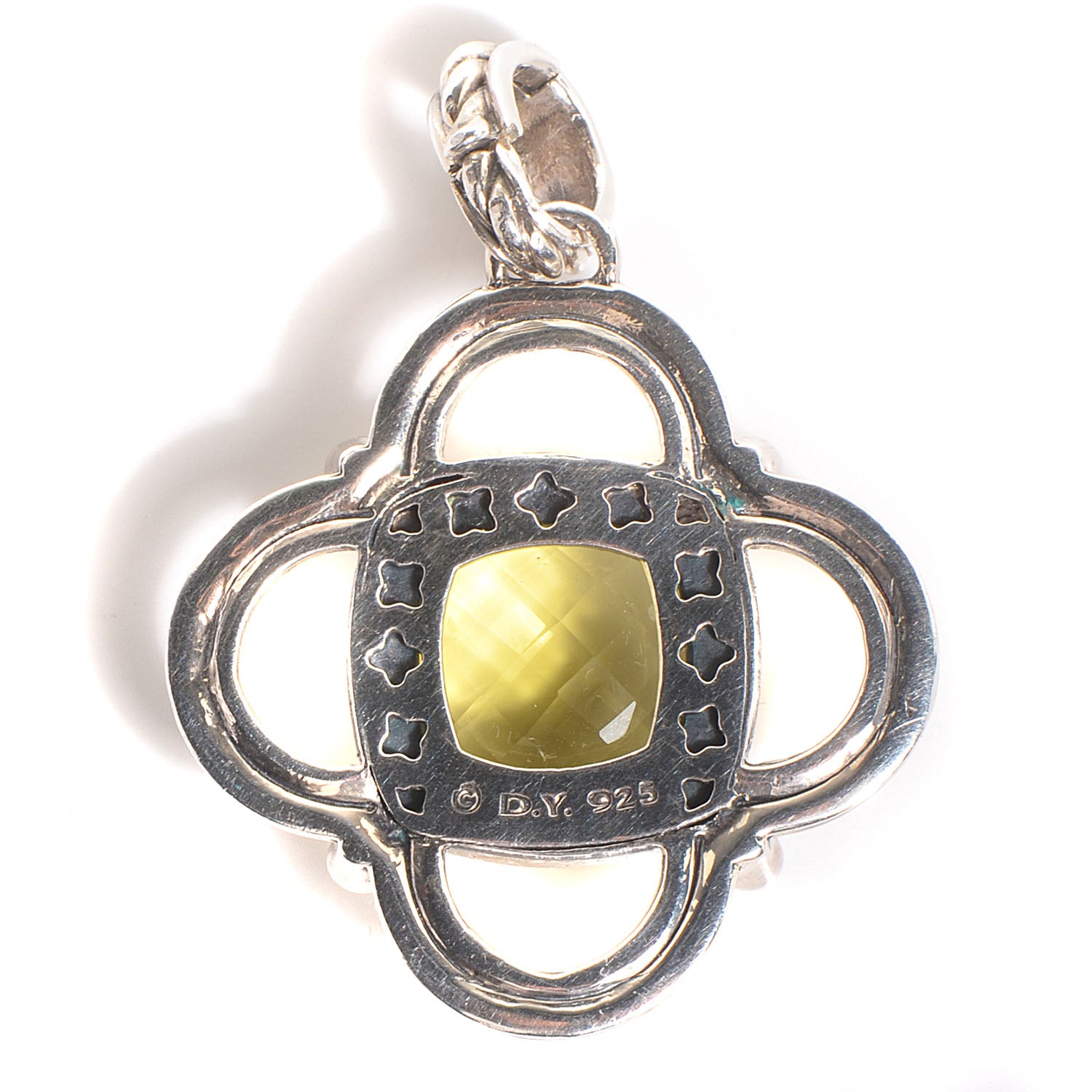 David Yurman Sterling Silver Renaissance 16mm Peridot Enhancer Pendant 3 of 5