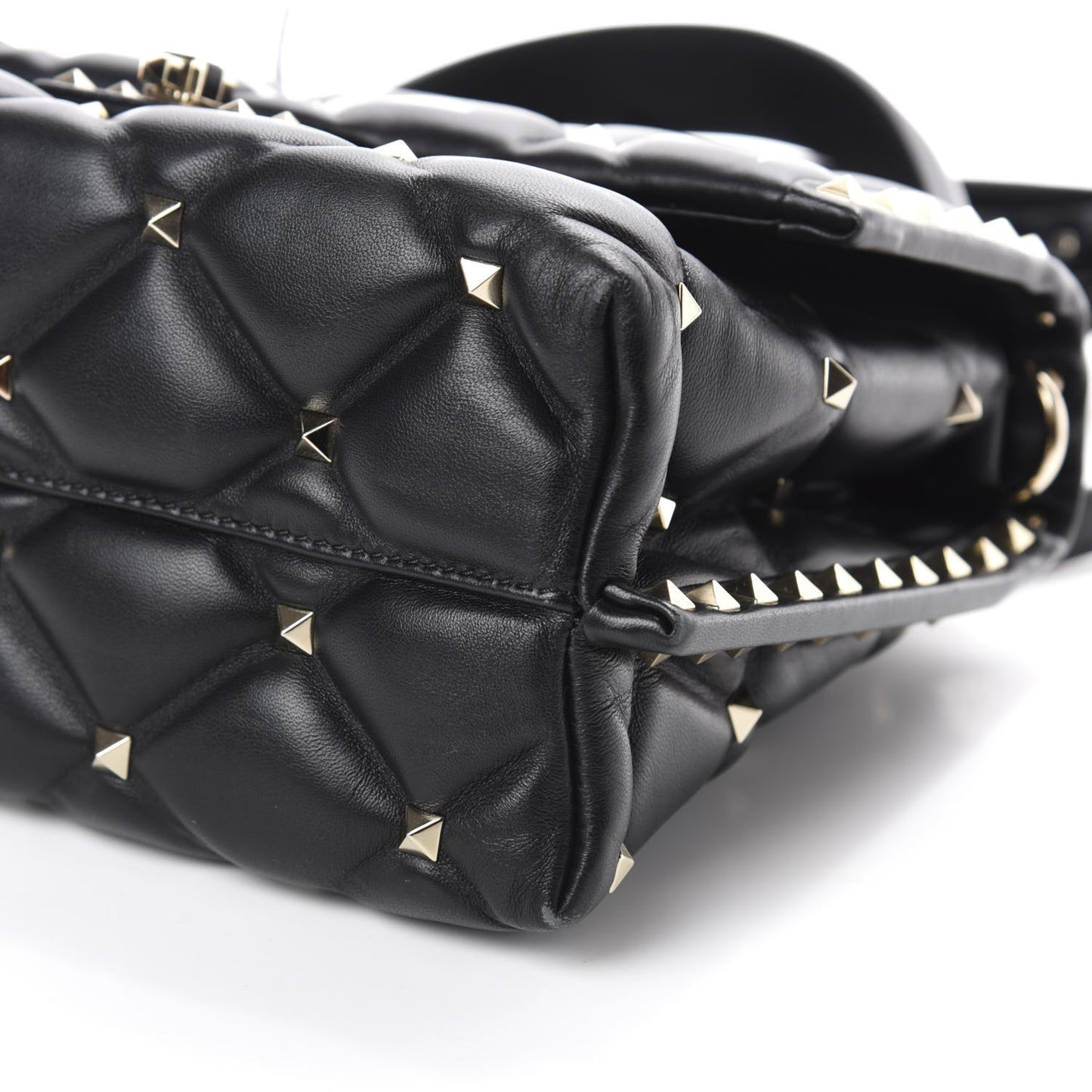 Lambskin VLTN Print Candystud Top Handle Bag Black