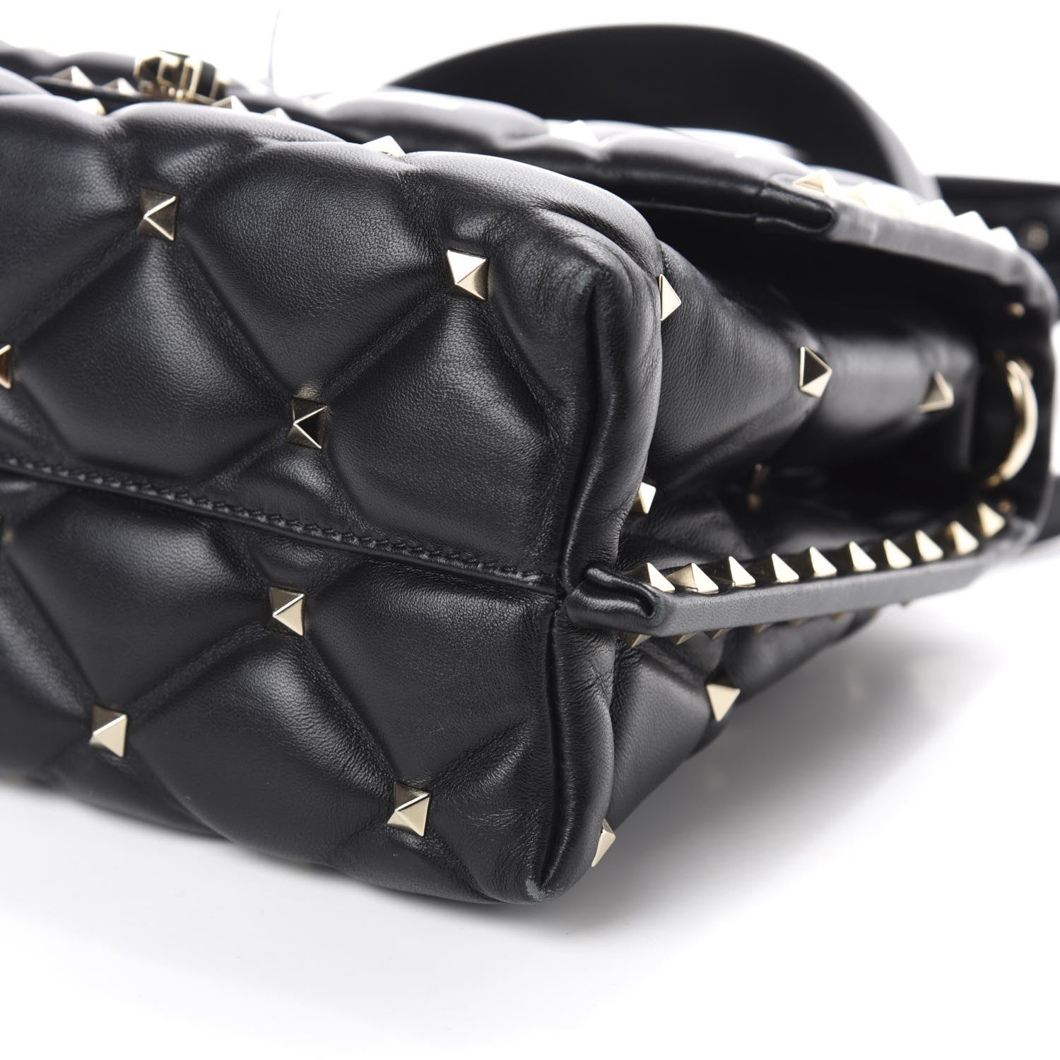 Valentino Garavani Lambskin VLTN Print Candystud Top Handle Bag Black 8 of 12