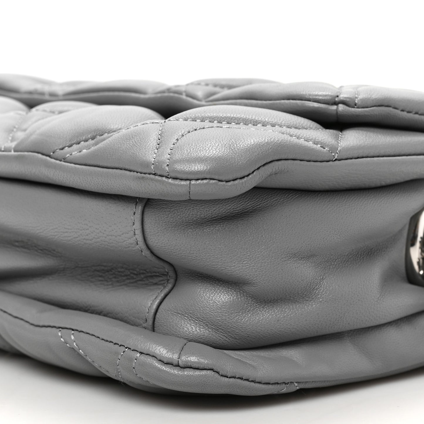 Lambskin Quilted Pillow Bag Grey