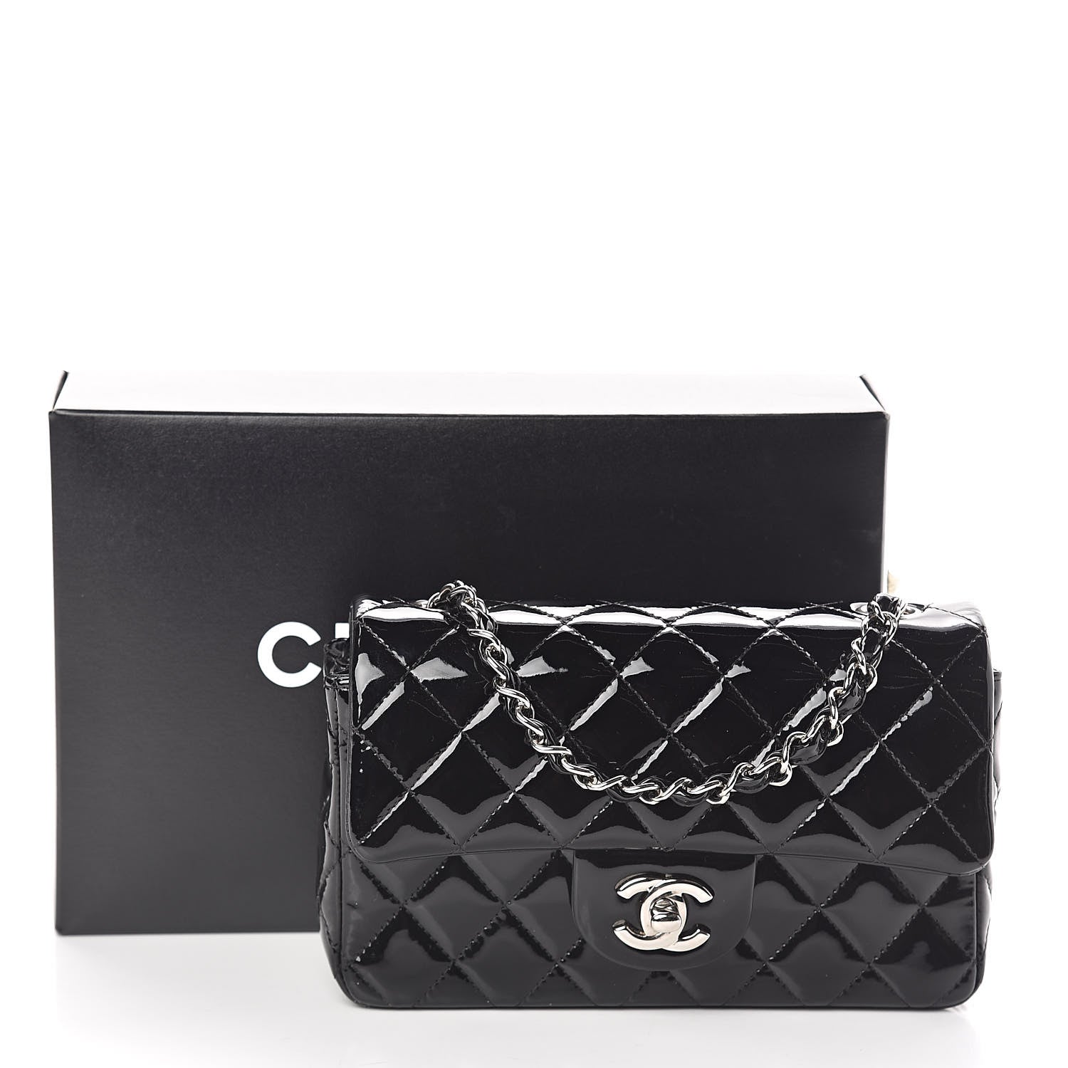 Chanel Patent Calfskin Quilted Mini Rectangular Flap Black 10 of 10