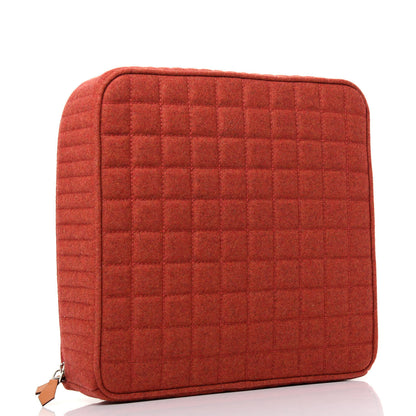 Hermes Wool Cashmere Paddock GM Jewelry Case Terracotta 3 of 7