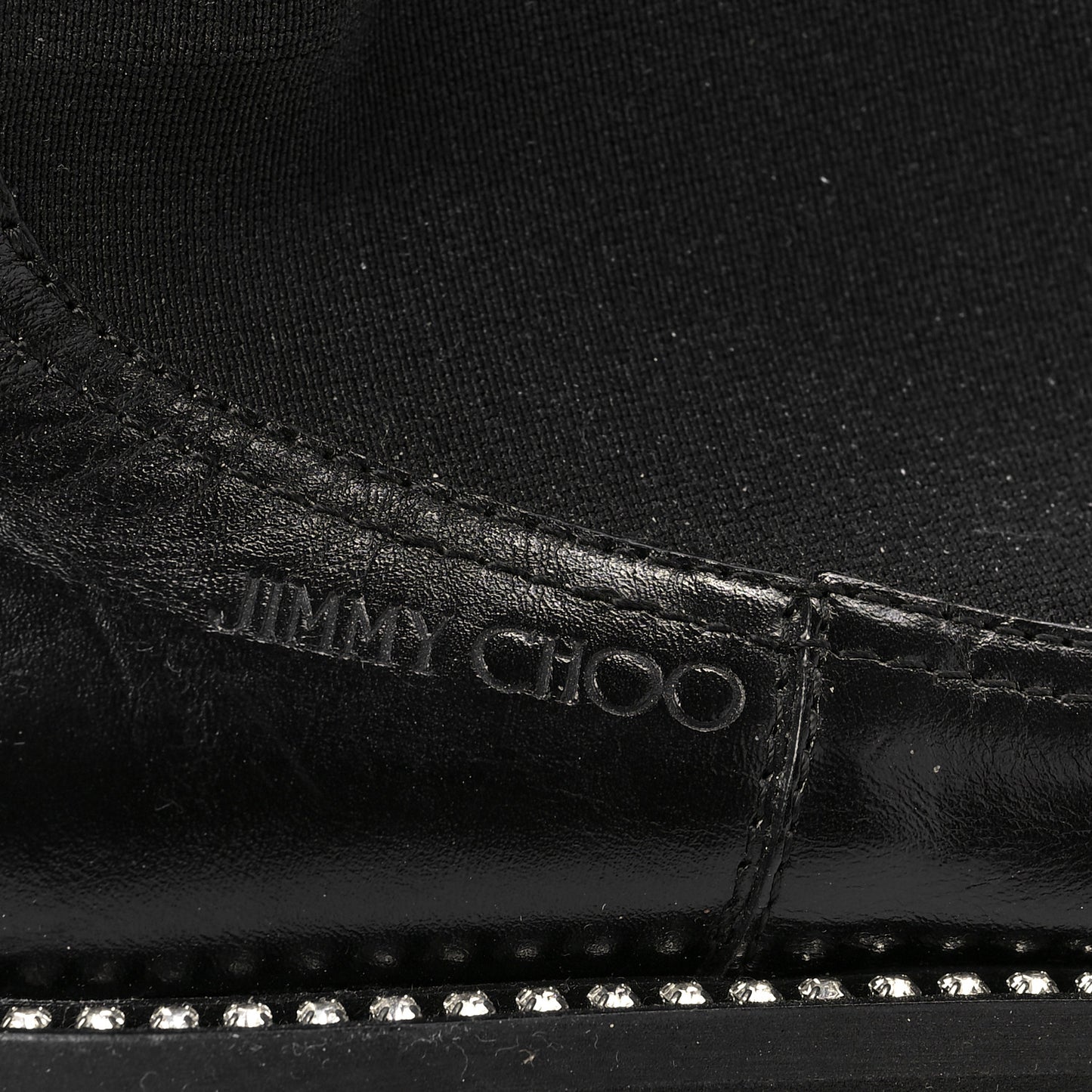 Vintage Calfskin Crystal Clayton Flat Boots 39.5 Black