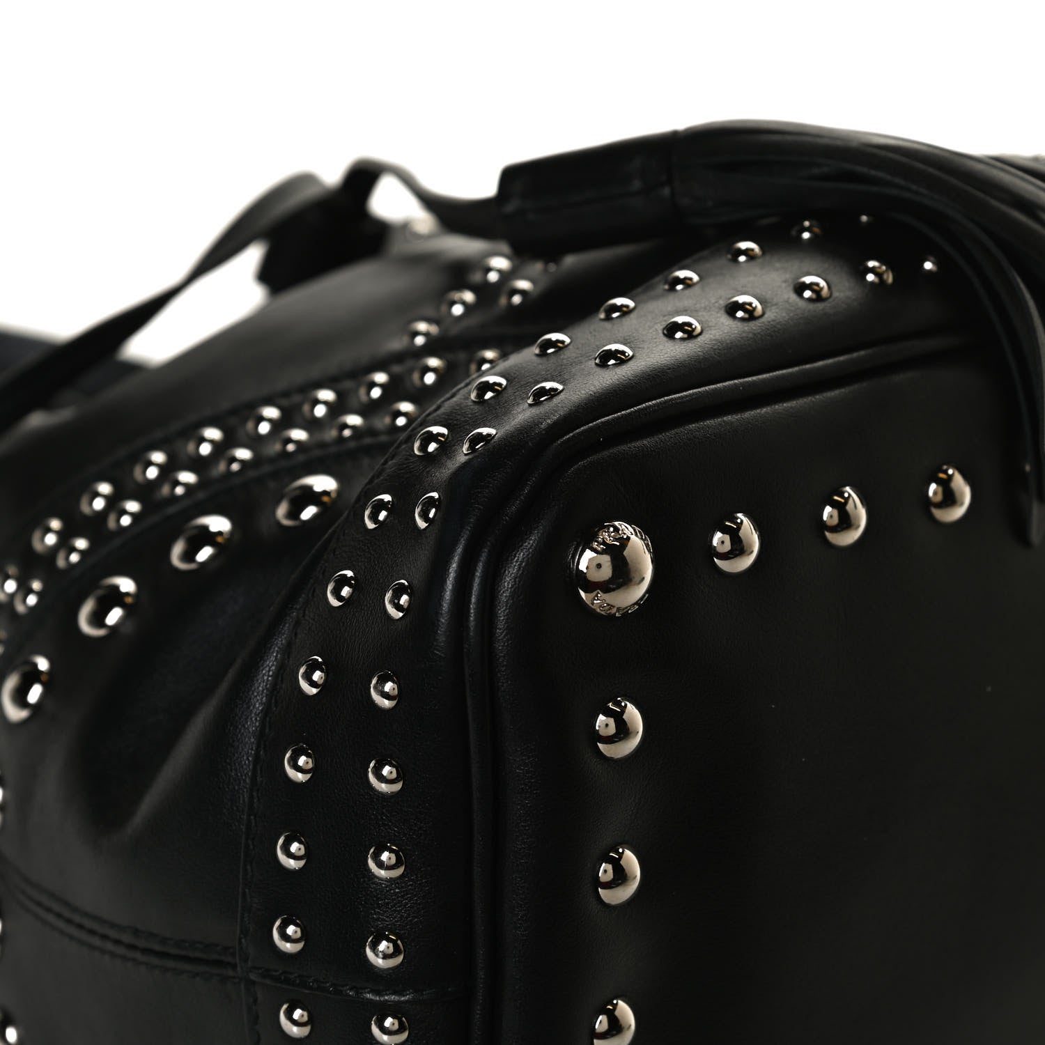 Prada Soft Calf Studded Bucket Bag Black 12 of 14