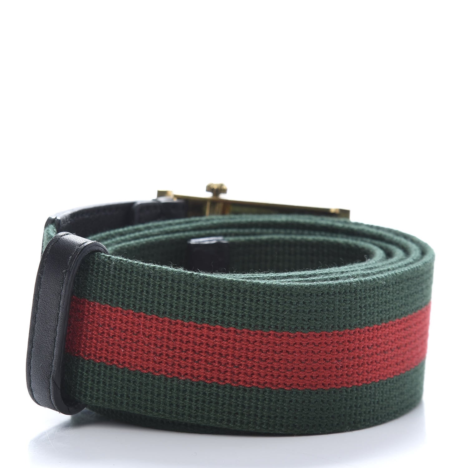 Gucci Feline Buckle Web Belt 90 36 Green Red 2 of 4