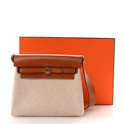 Hermes Military Toile Vache Hunter Herbag Zip Retourne 20 Ecru Beige Fauve 10 of 10