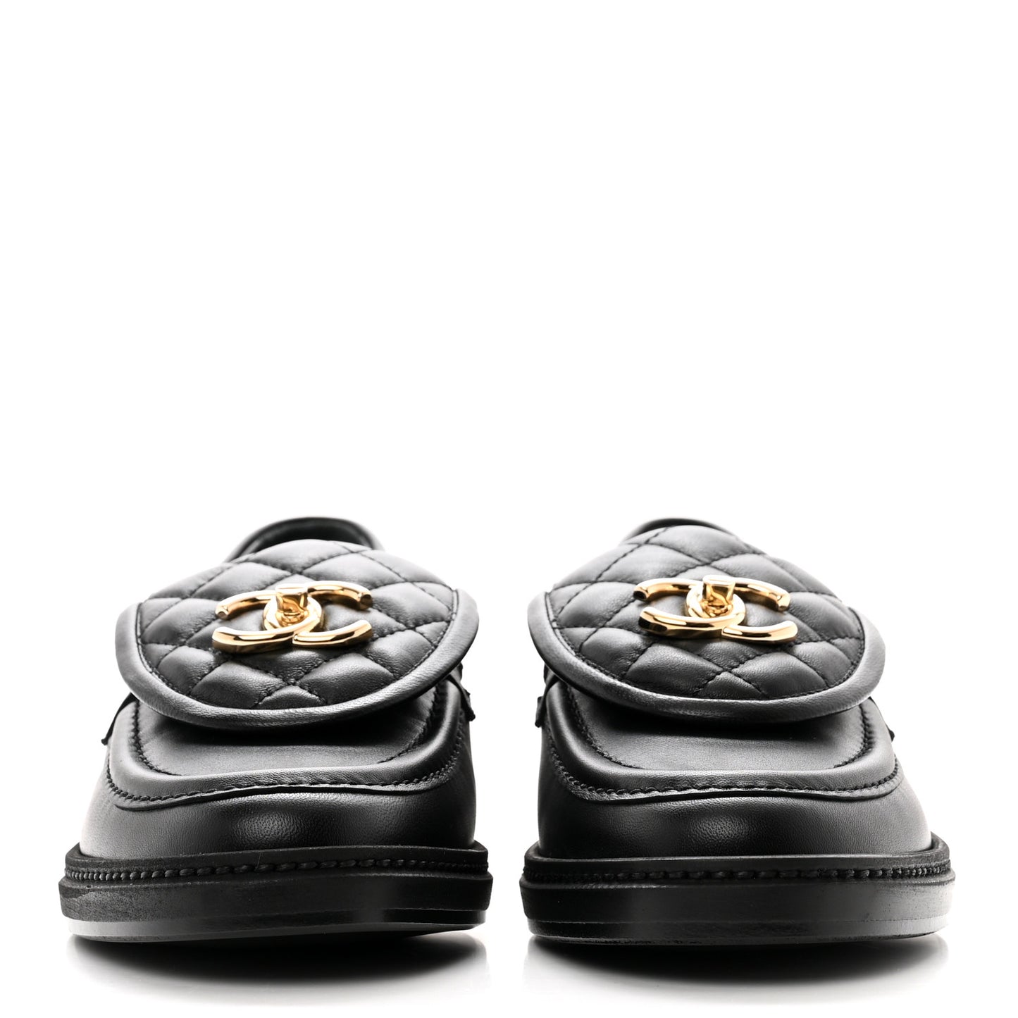Lambskin Quilted CC Turnlock Loafers 37.5 Black