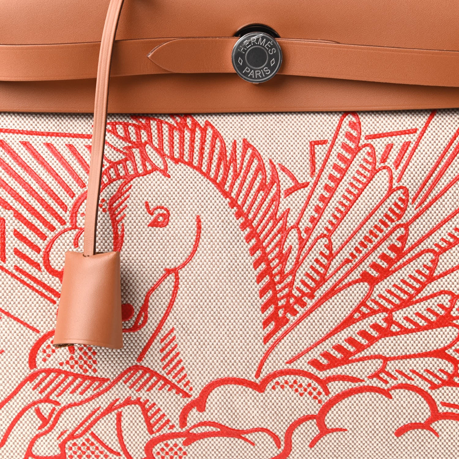 Hermes Vache Hunter Toile Pegase Pop Herbag Zip Retourne 31 PM Capucine Ecru 9 of 10