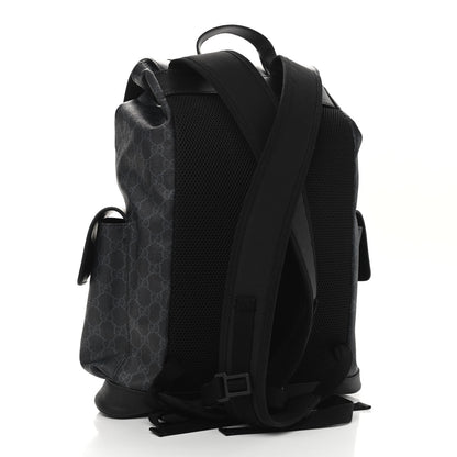 Gucci Soft GG Supreme Monogram Appia Calfskin Web Double Buckle Backpack Black 3 of 10