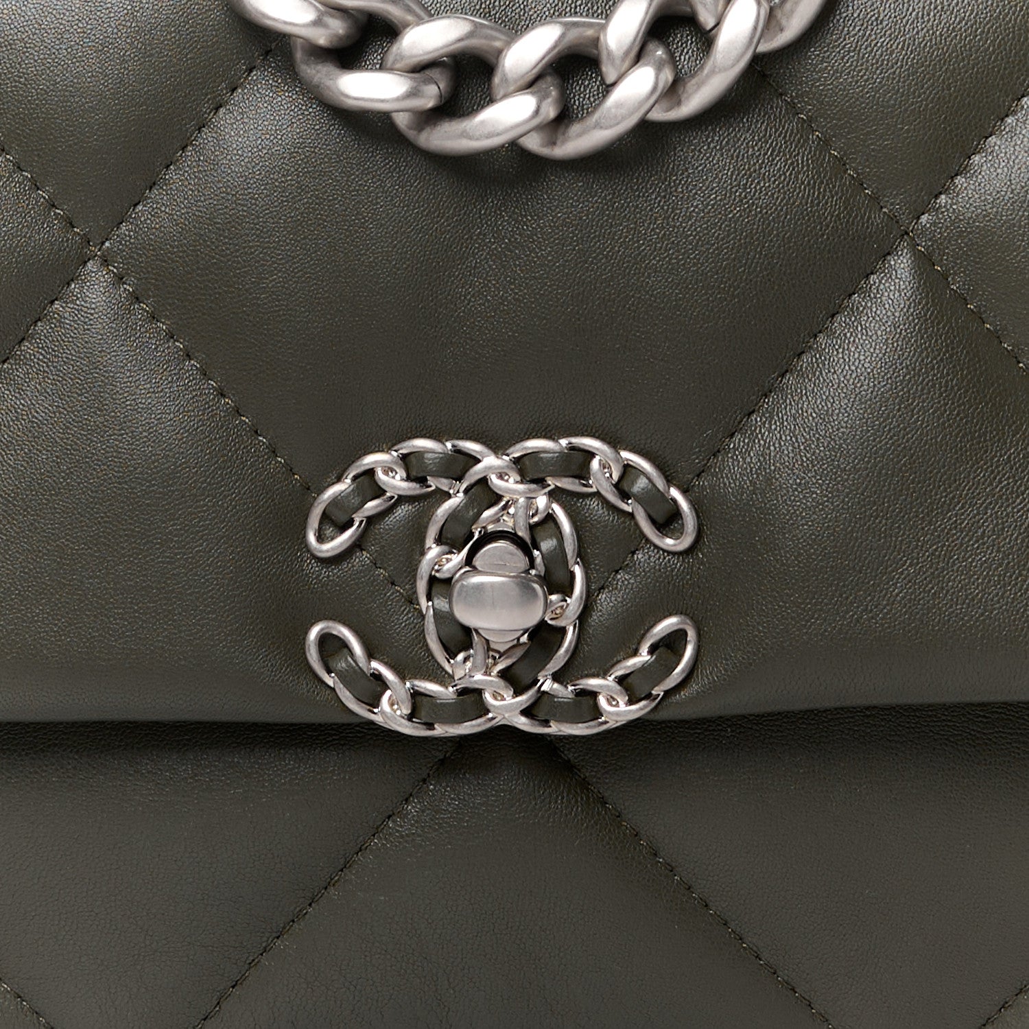 Chanel Lambskin Quilted Medium Chanel 19 Flap Khaki 9 of 13