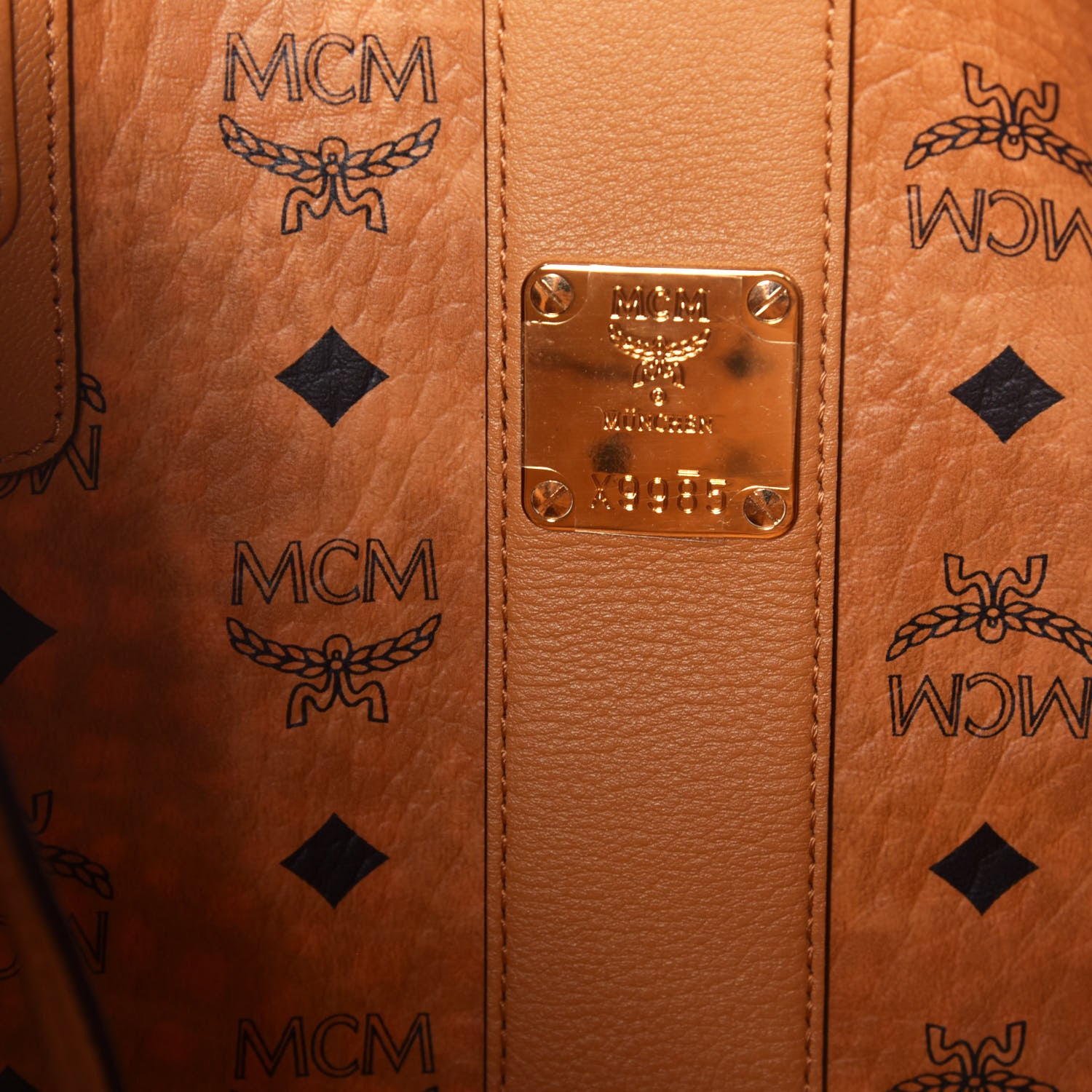 MCM Visetos Medium Liz Reversible Shopper Tote Cognac 12 of 16