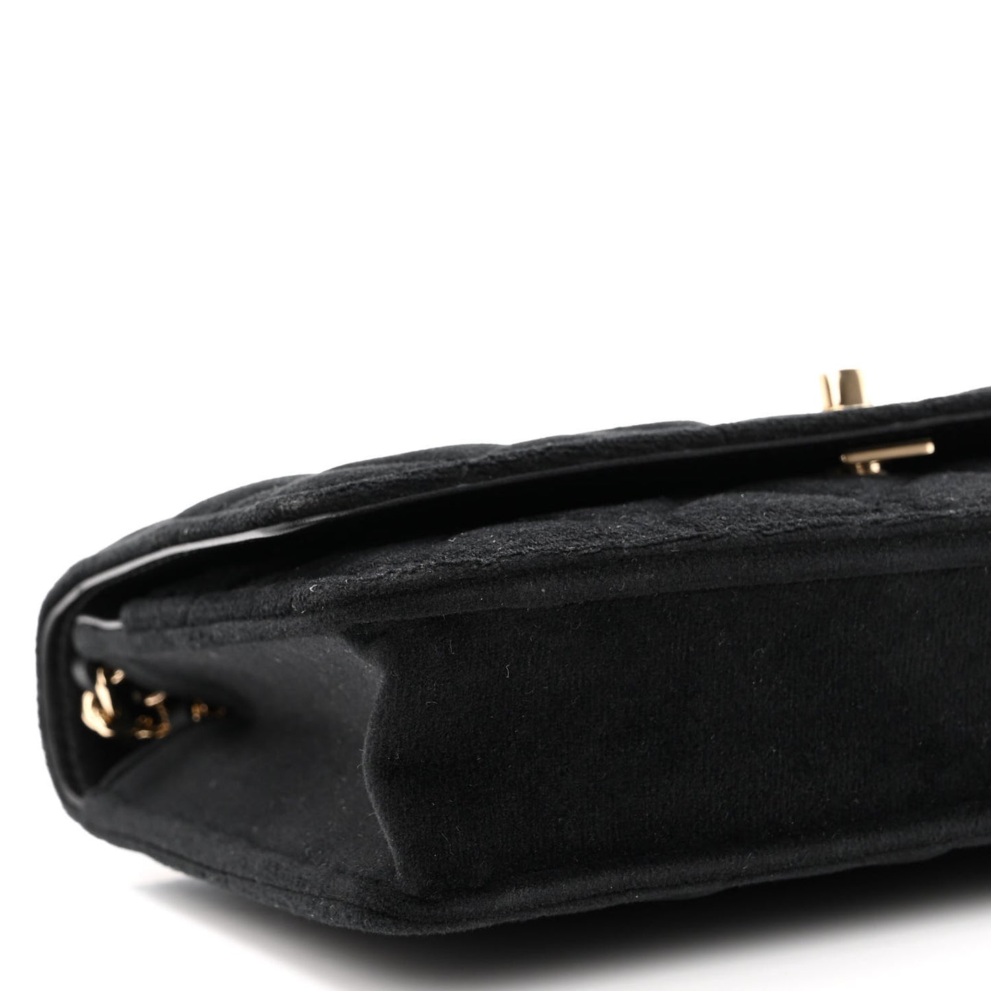 Velvet Quilted Pearl Crush Wallet On Chain WOC Black