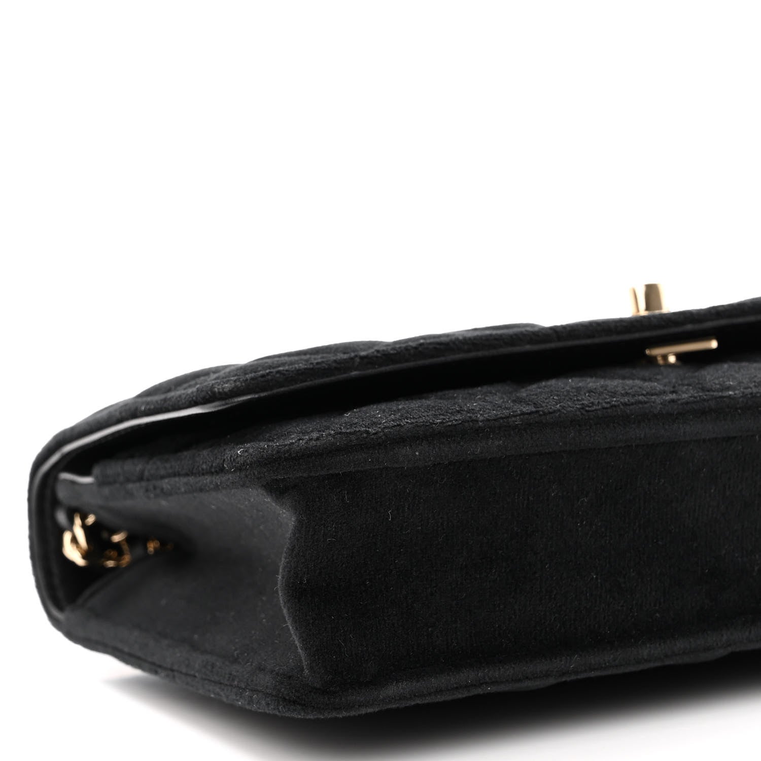 Chanel Velvet Quilted Pearl Crush Wallet On Chain WOC Black 10 of 12