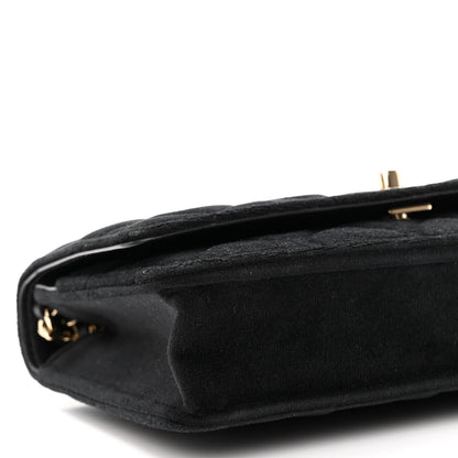 Chanel Velvet Quilted Pearl Crush Wallet On Chain WOC Black 10 of 12