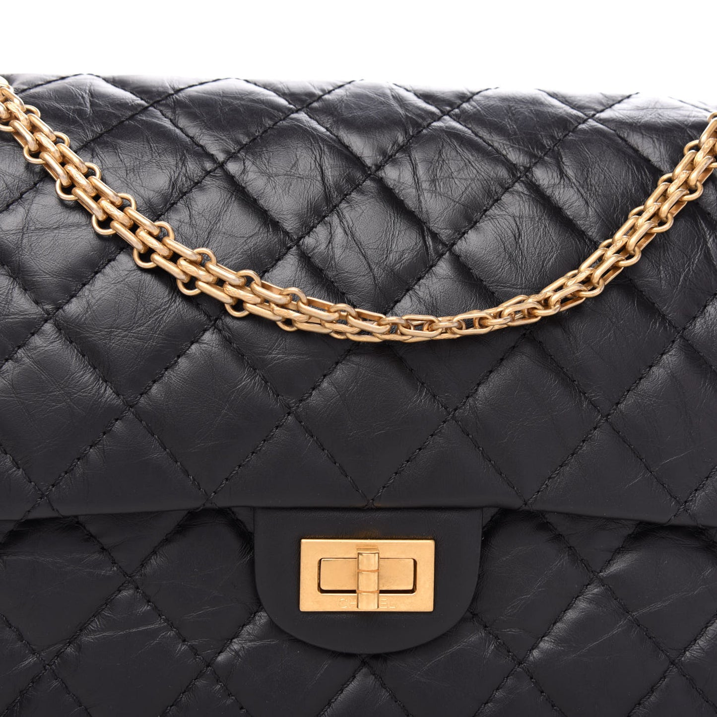 Aged Calfskin Quilted 2.55 Reissue 226 Flap Black