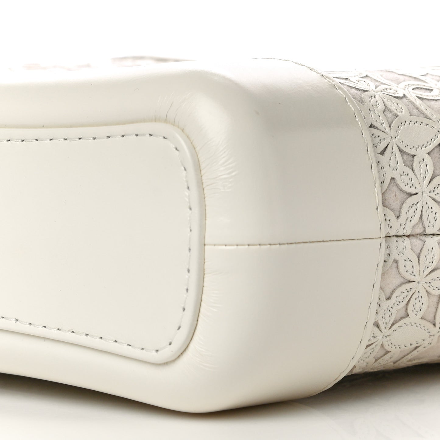 Calfskin Wool Felt Embossed Small Gabrielle Logo Hobo White